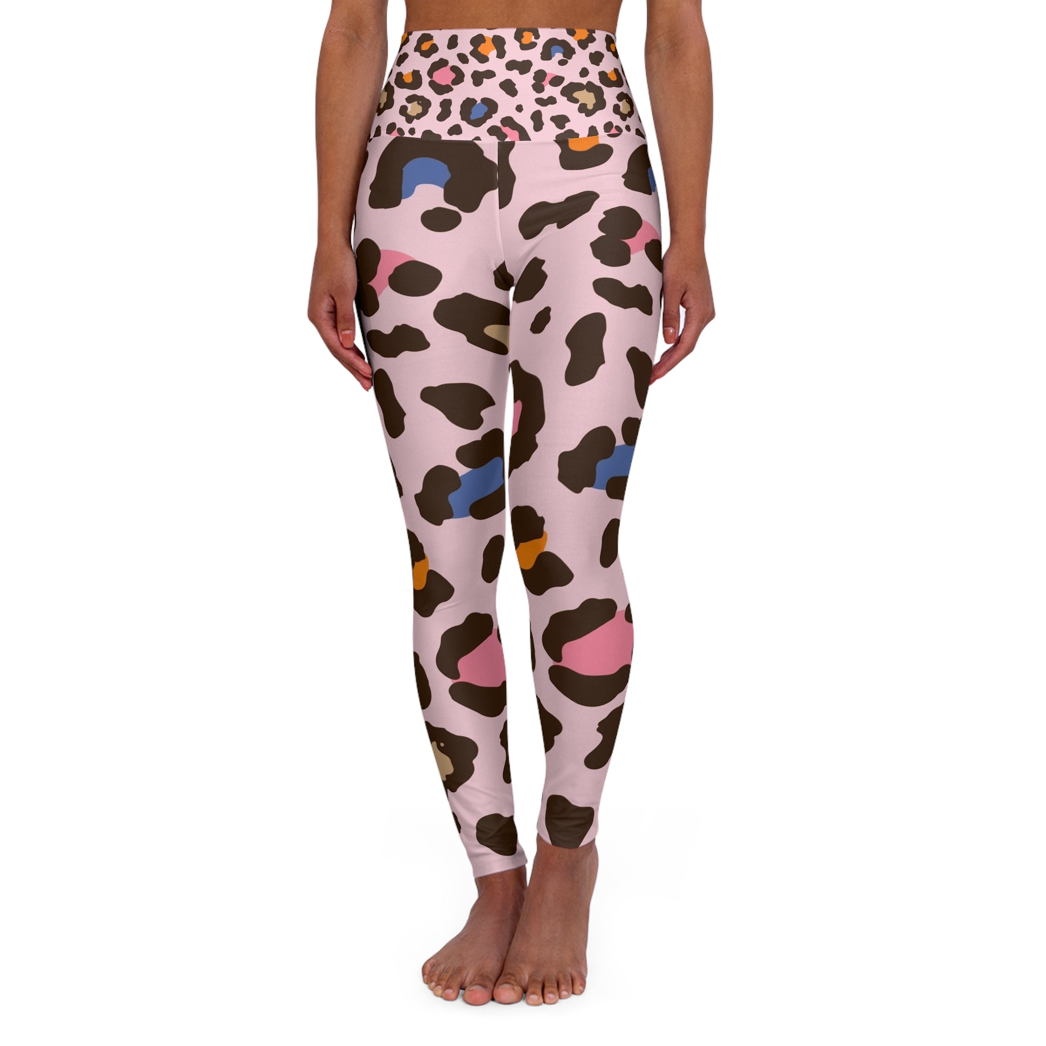 High-Waisted Pink Leopard Print Yoga Leggings