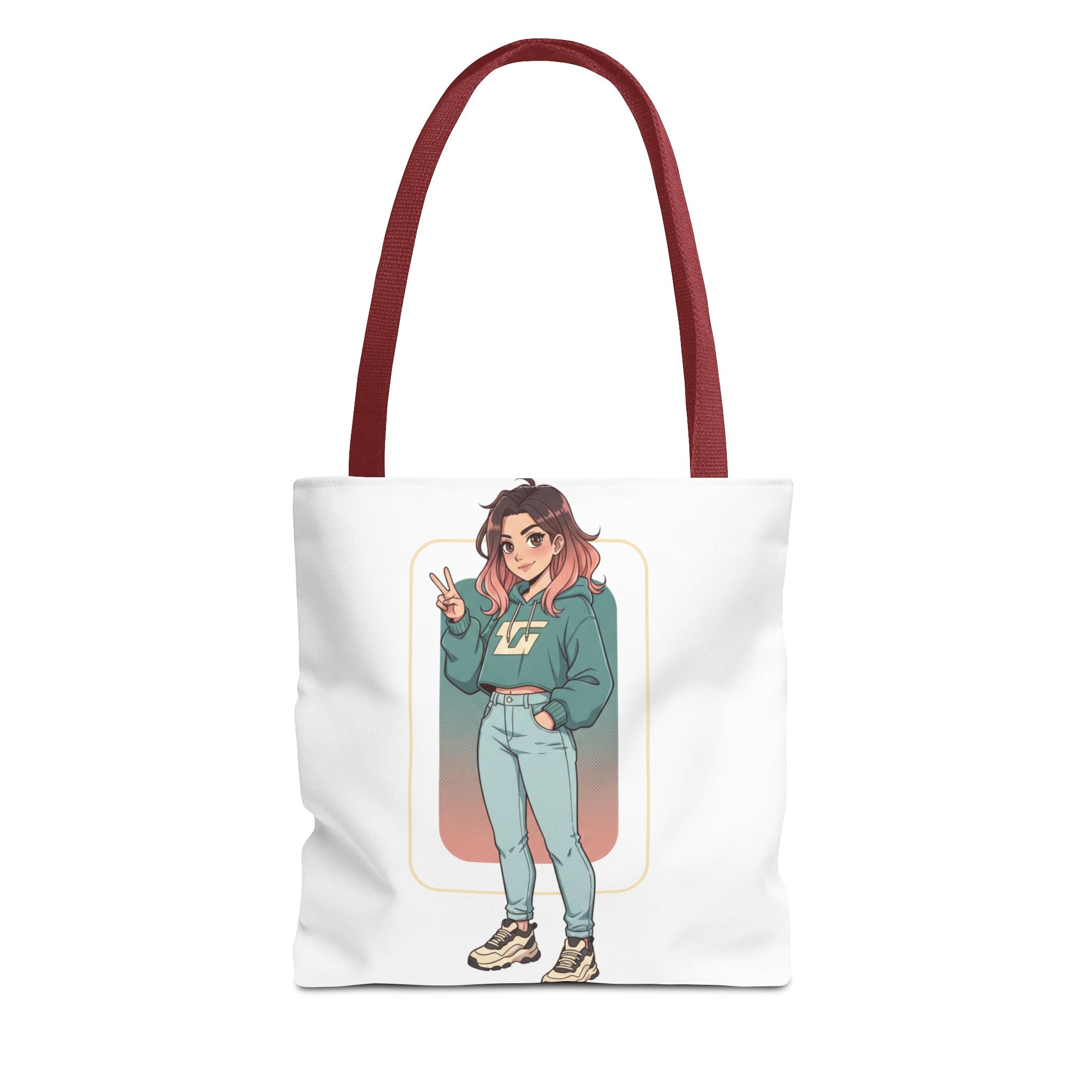Casual Girl Illustration Tote Bag – Cute Anime-Style Character AOP Tote