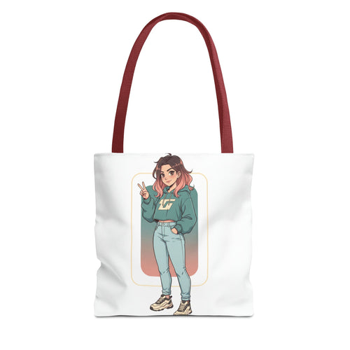 Casual Girl Illustration Tote Bag – Cute Anime-Style Character AOP Tote