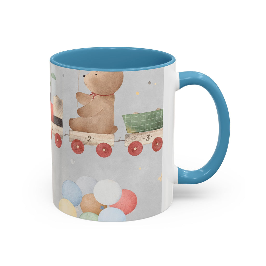 Toy Train Teddy Coffee Mug — Cute Nursery Baby Shower Gift (11/15oz)