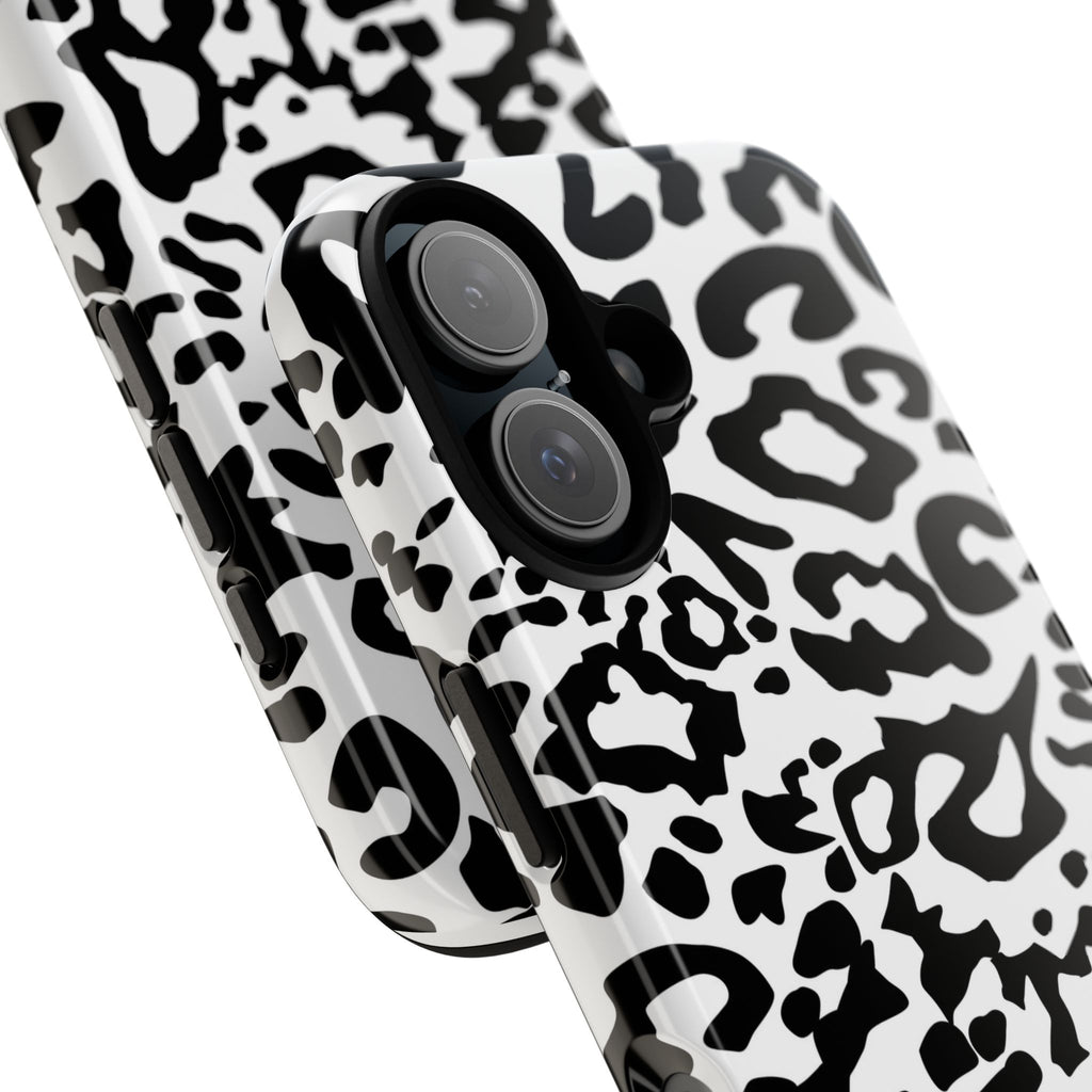 Phone Case — Black & White Leopard Print Protective Cover