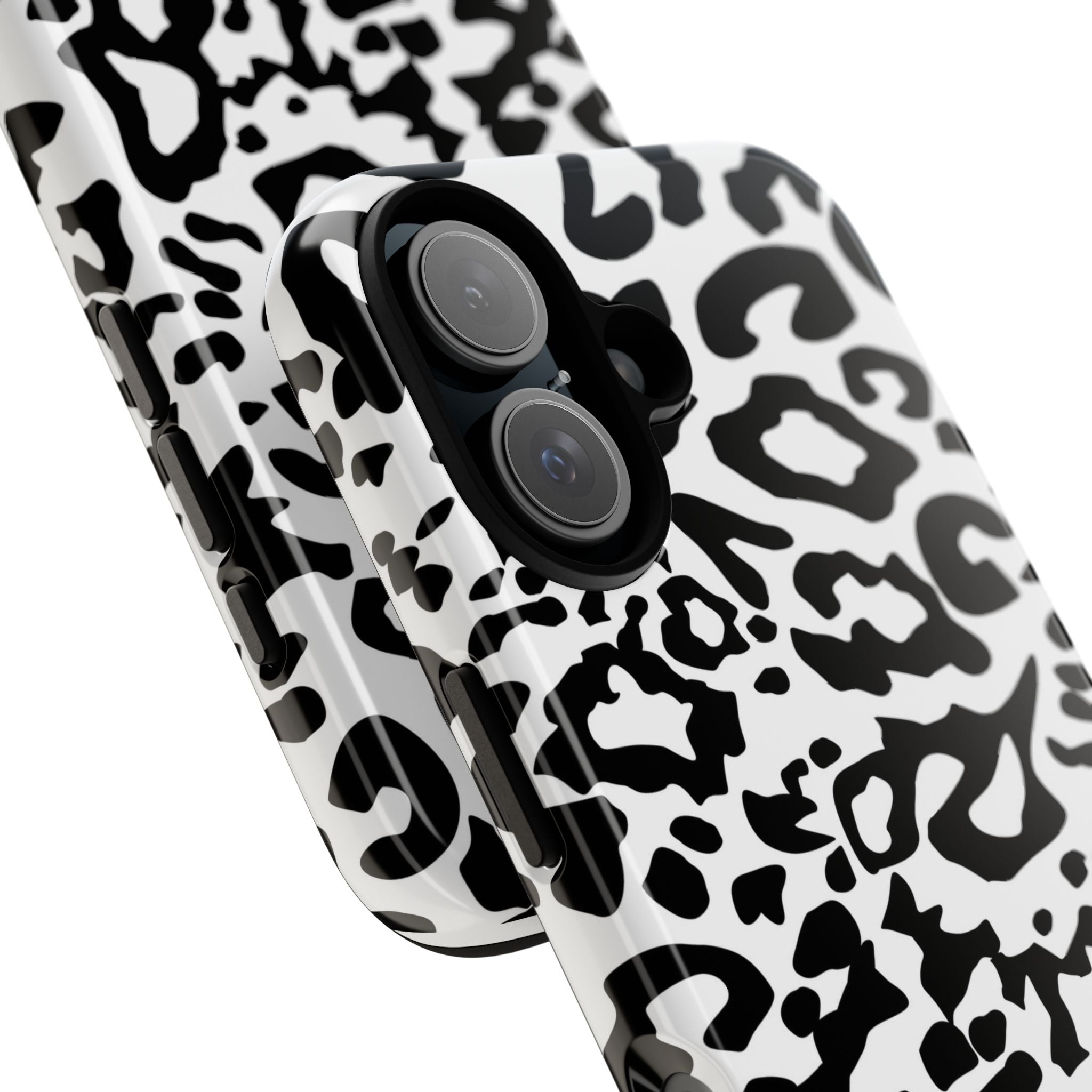Phone Case — Black & White Leopard Print Protective Cover