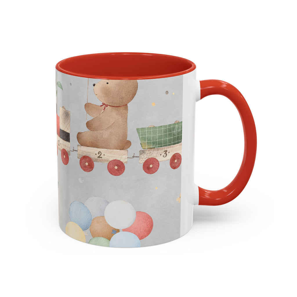 Toy Train Teddy Coffee Mug — Cute Nursery Baby Shower Gift (11/15oz)