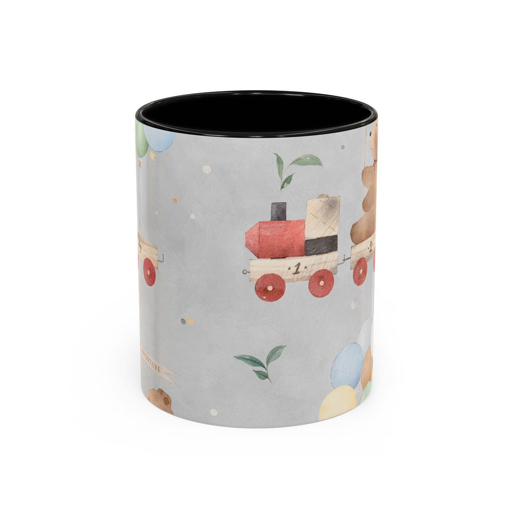 Toy Train Teddy Coffee Mug — Cute Nursery Baby Shower Gift (11/15oz)