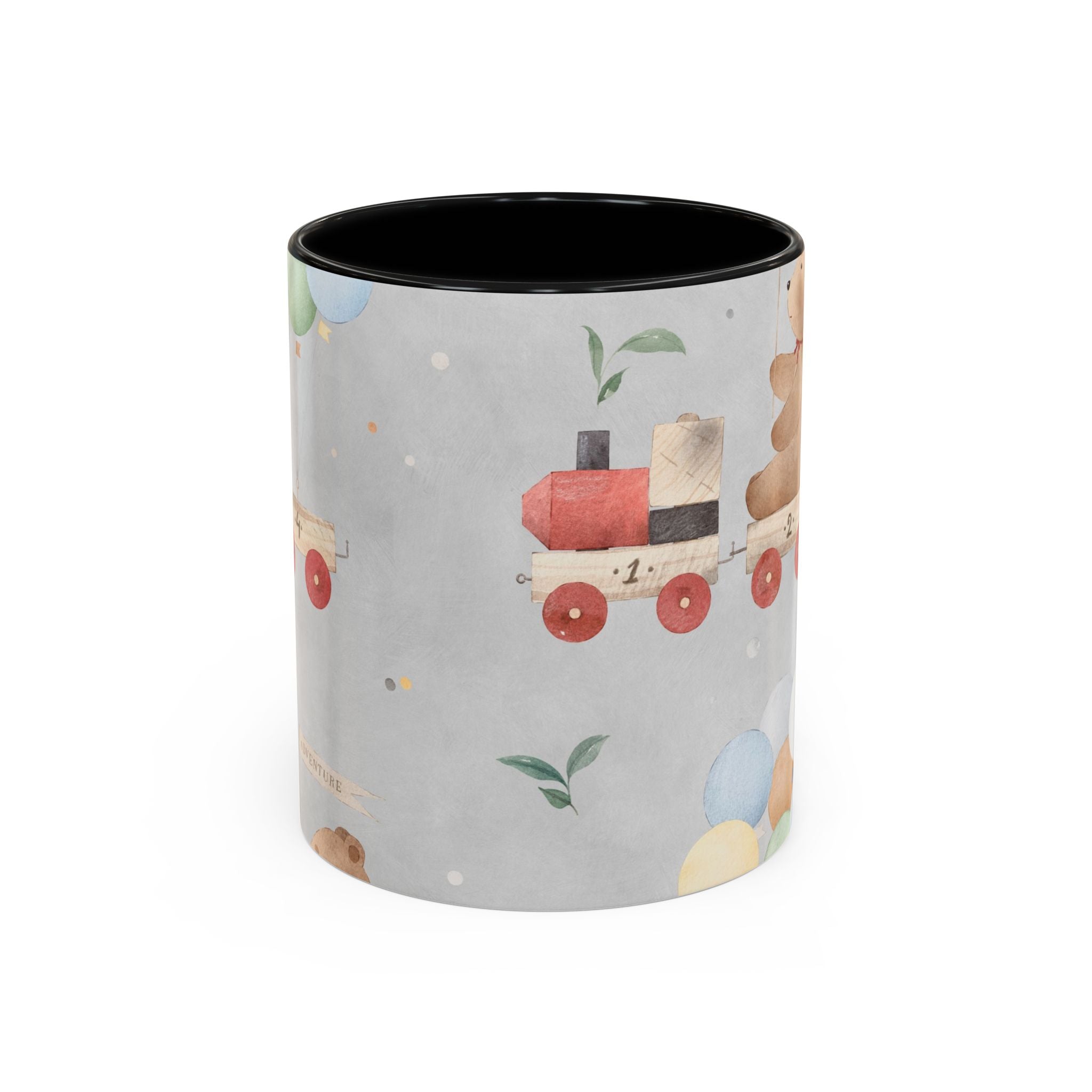 Toy Train Teddy Coffee Mug — Cute Nursery Baby Shower Gift (11/15oz)