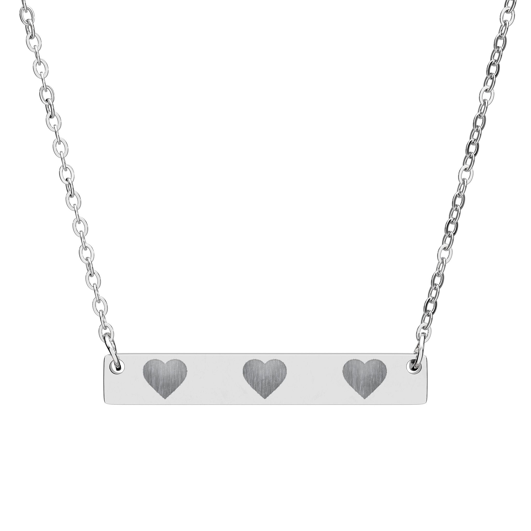 Engravable Heart Bar Necklace — Personalized Horizontal Nameplate Jewelry