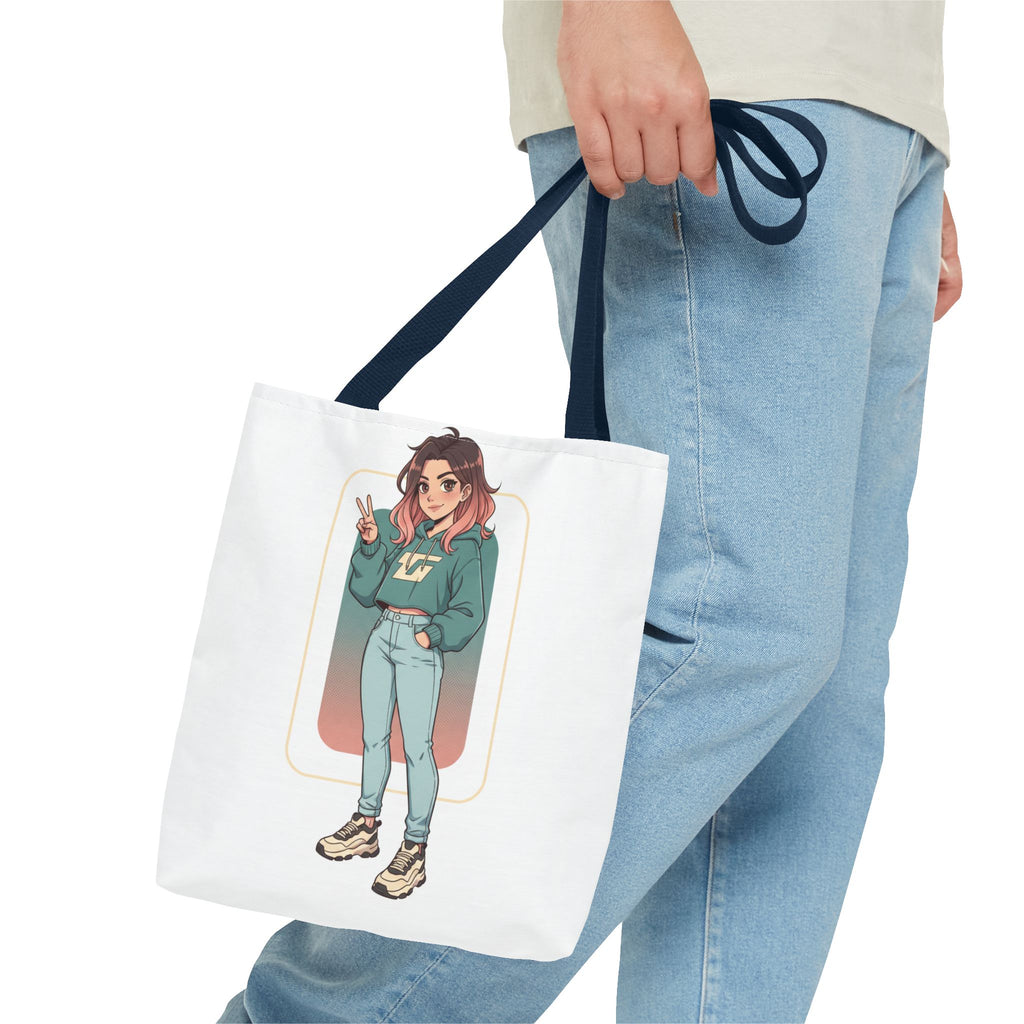 Casual Girl Illustration Tote Bag – Cute Anime-Style Character AOP Tote