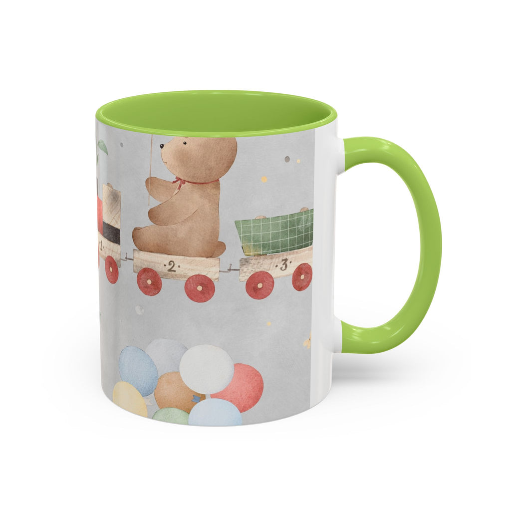 Toy Train Teddy Coffee Mug — Cute Nursery Baby Shower Gift (11/15oz)
