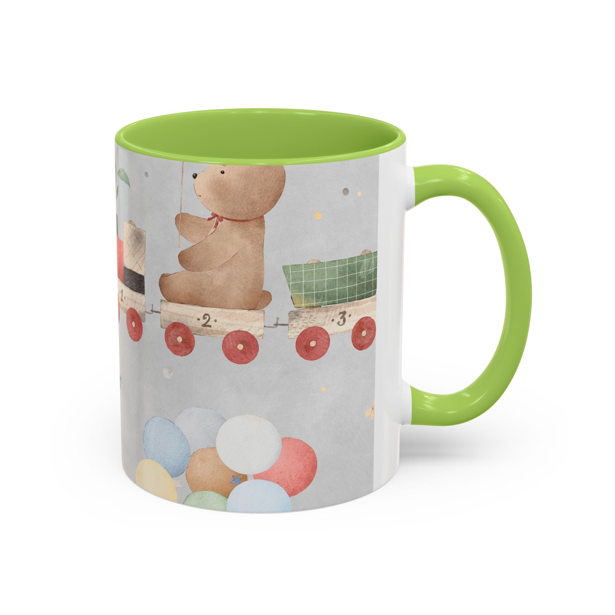 Toy Train Teddy Coffee Mug — Cute Nursery Baby Shower Gift (11/15oz)