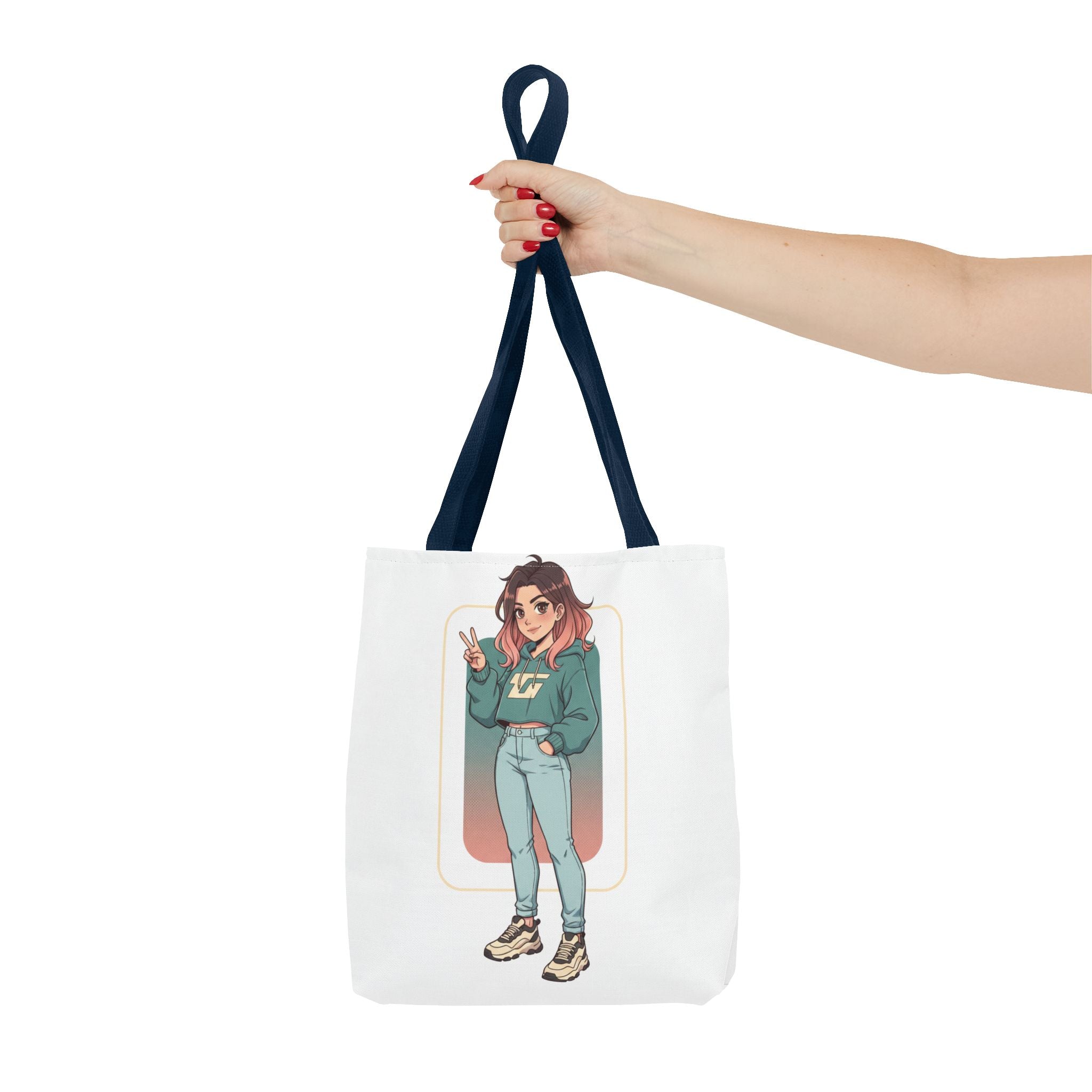 Casual Girl Illustration Tote Bag – Cute Anime-Style Character AOP Tote