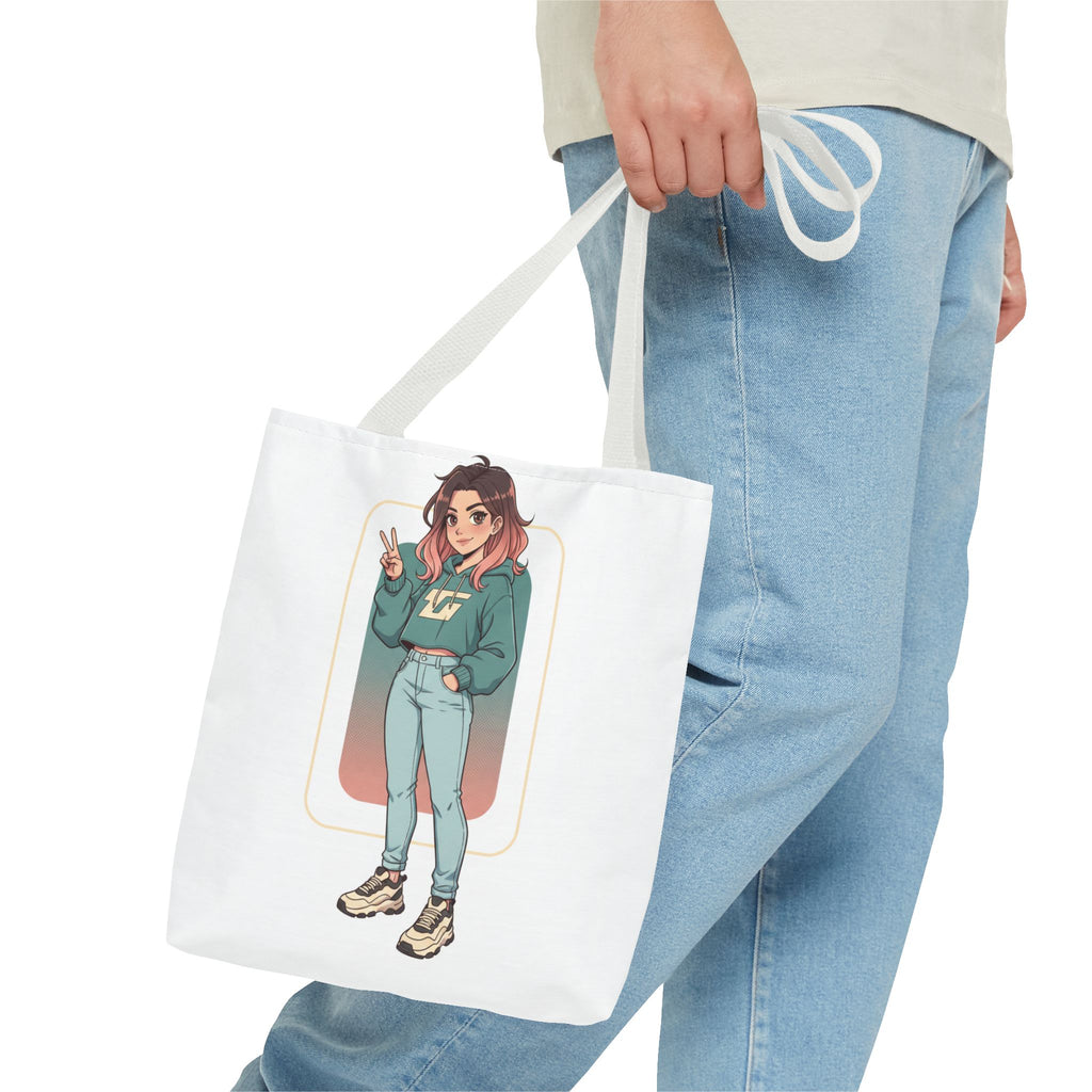 Casual Girl Illustration Tote Bag – Cute Anime-Style Character AOP Tote