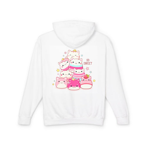 Cute Cat Hoodie — Kawaii Reading & 'So Sweet' Dessert Cat Graphic Hoodie