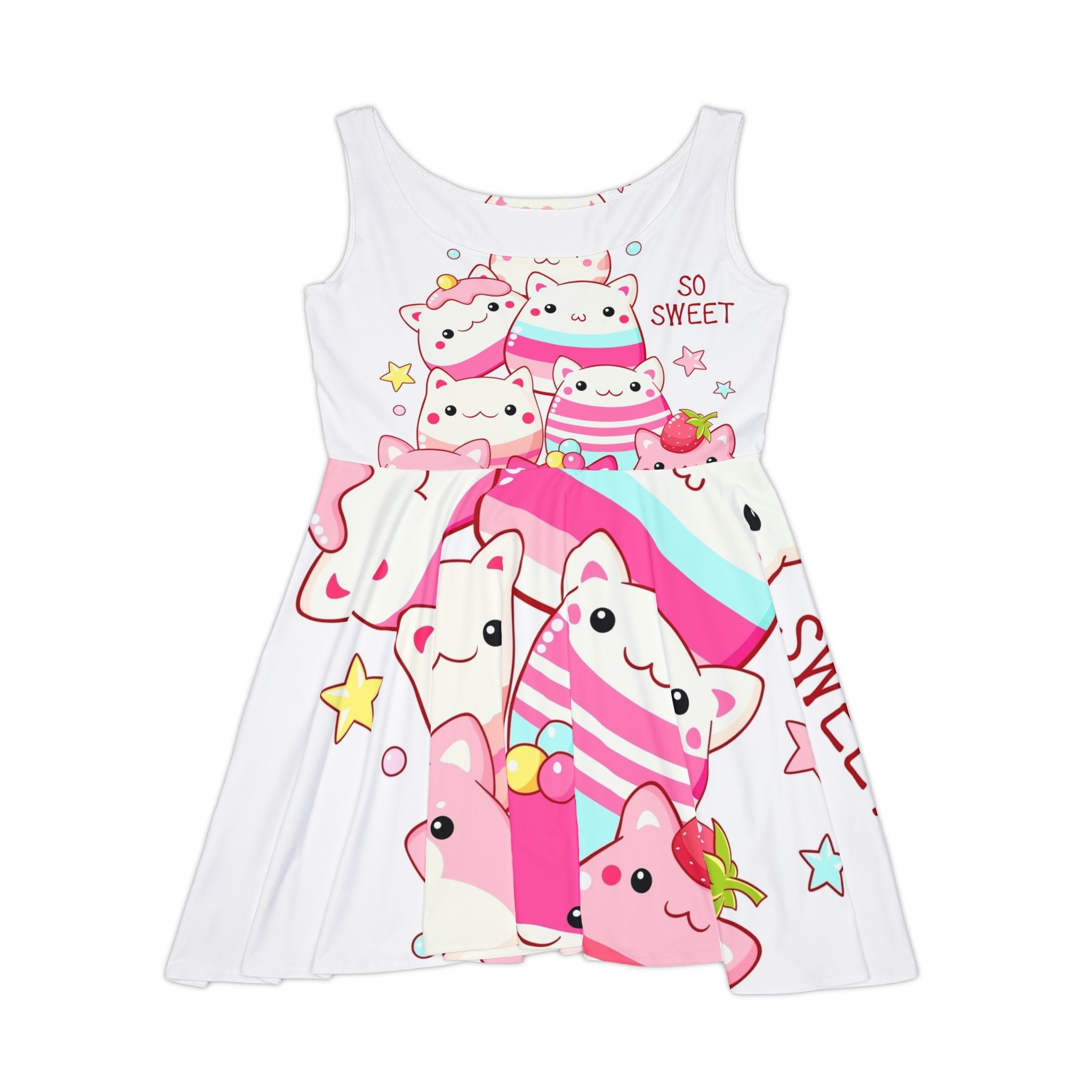 Kawaii Cat Popsicle Skater Dress – "So Sweet" All-Over Print