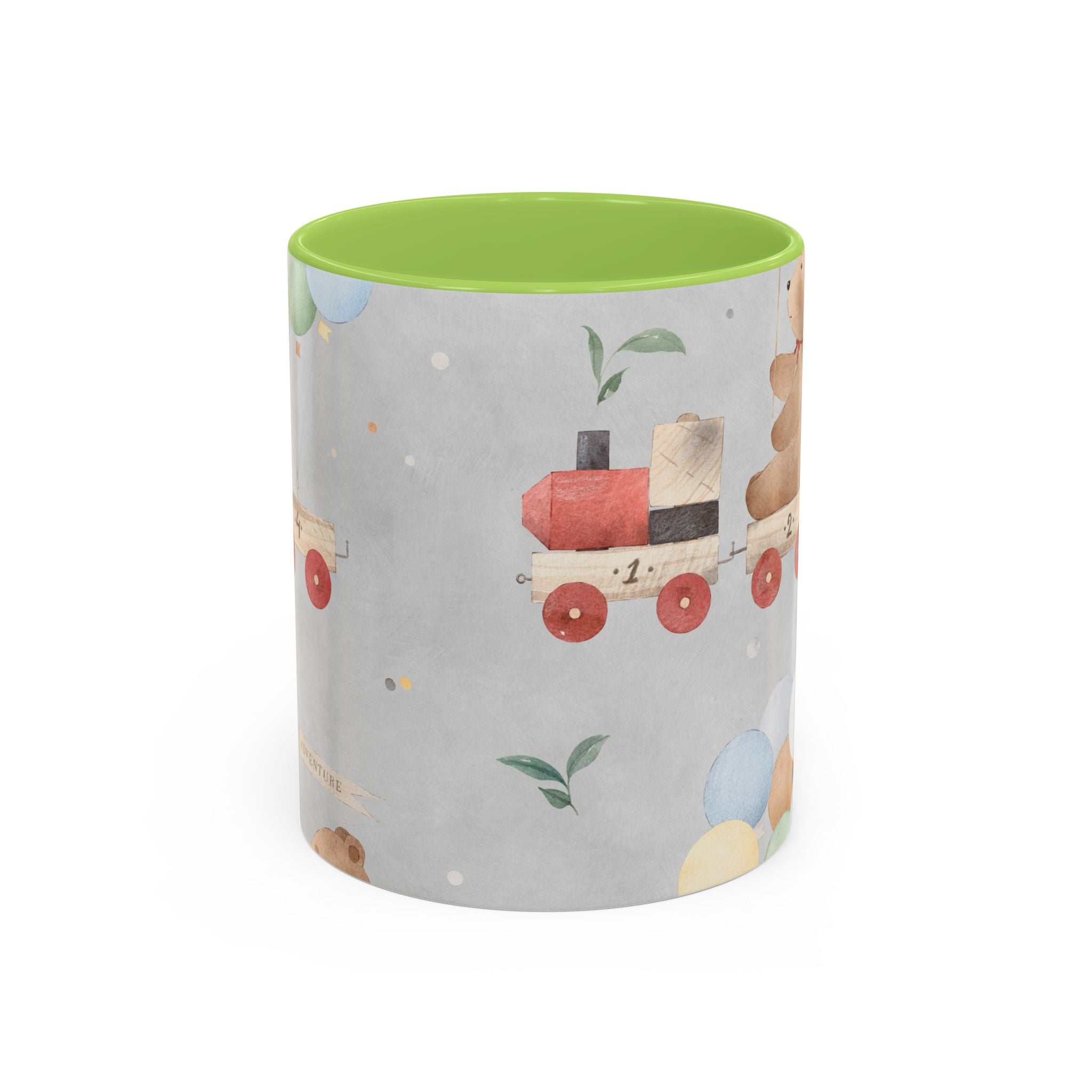 Toy Train Teddy Coffee Mug — Cute Nursery Baby Shower Gift (11/15oz)