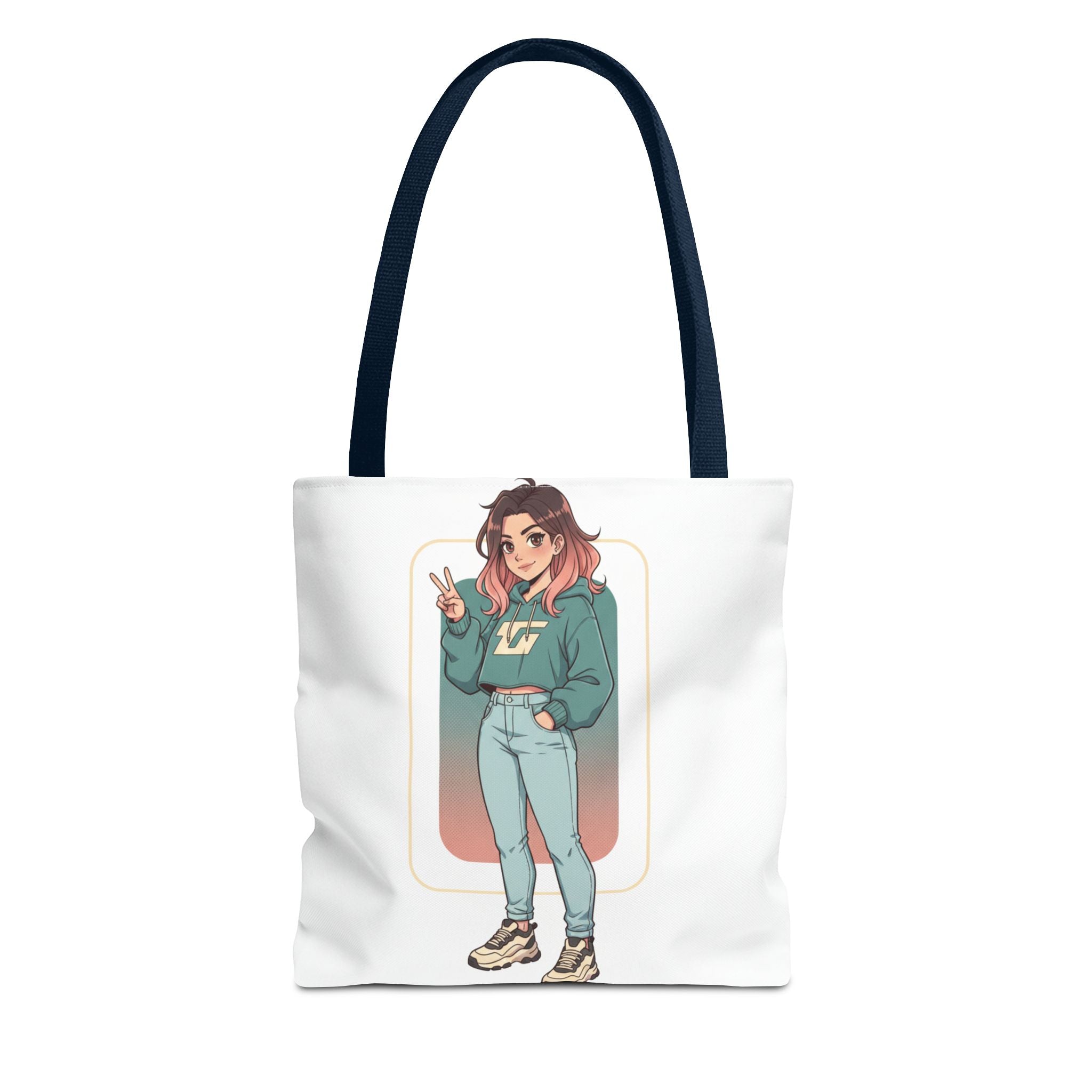 Casual Girl Illustration Tote Bag – Cute Anime-Style Character AOP Tote