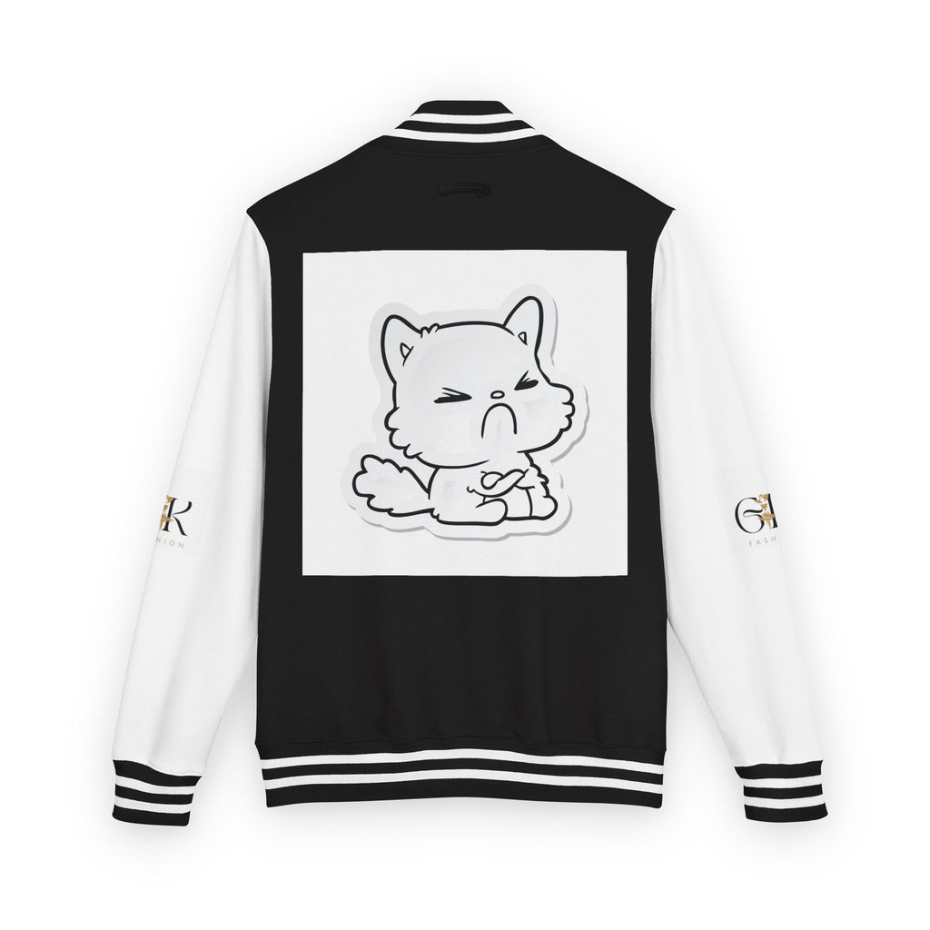 Letterman Jacket — Retro 'Be the Change' Campfire Crest with Playful Cartoon Fox Back
