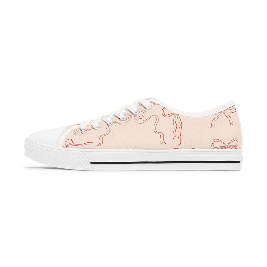 Low Top Sneakers — Pink Ballet Ribbon Pattern for Women
