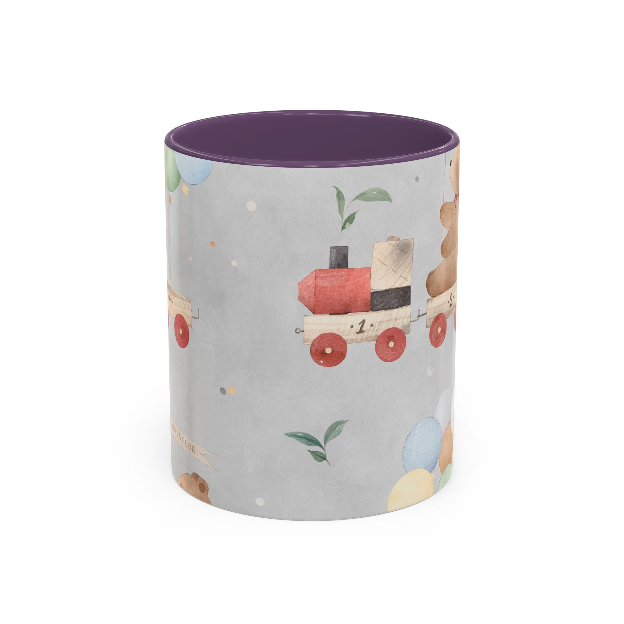 Toy Train Teddy Coffee Mug — Cute Nursery Baby Shower Gift (11/15oz)