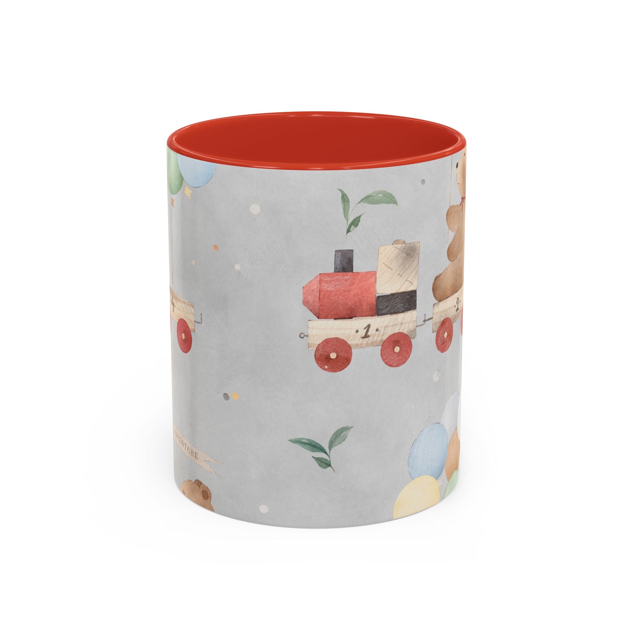 Toy Train Teddy Coffee Mug — Cute Nursery Baby Shower Gift (11/15oz)