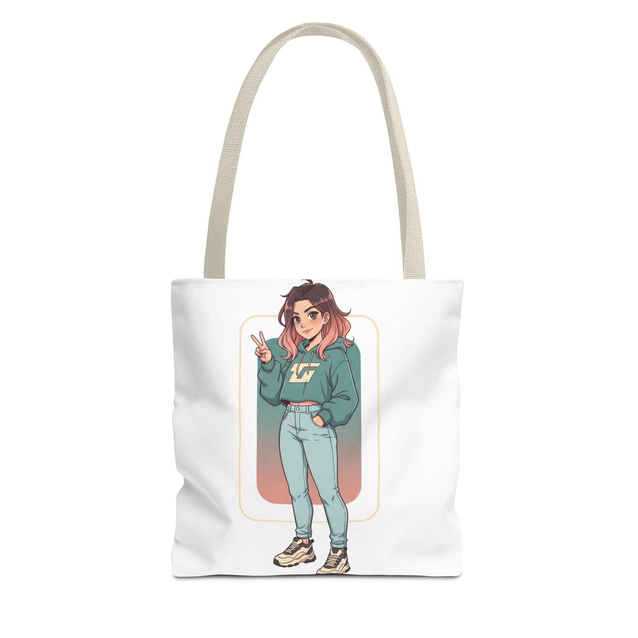 Casual Girl Illustration Tote Bag – Cute Anime-Style Character AOP Tote