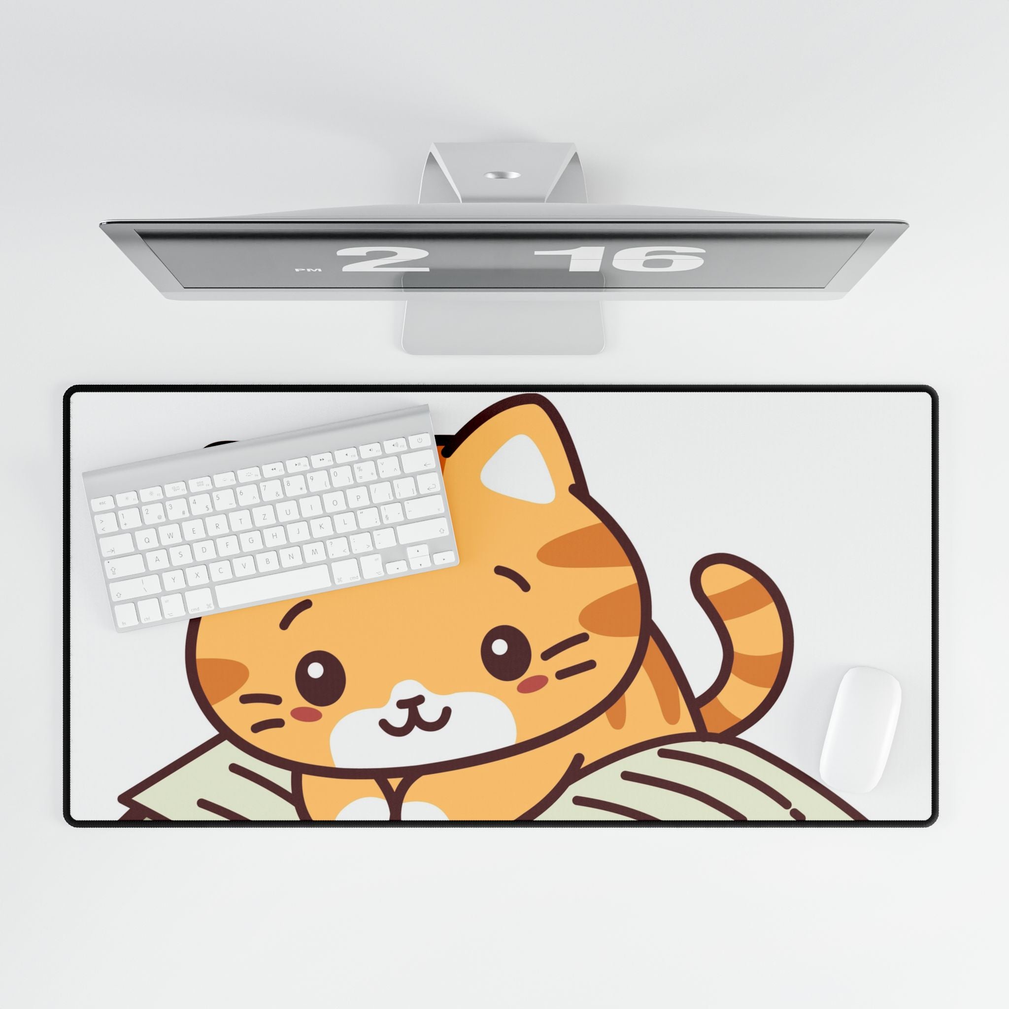 Cute Orange Kitten Desk Mat — Large Cute Cat Mouse Pad for Office & Gaming