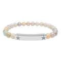 Engravable Natural Stone Stretch Beaded Bracelet — Personalized Bar Bracelet with Star Accent
