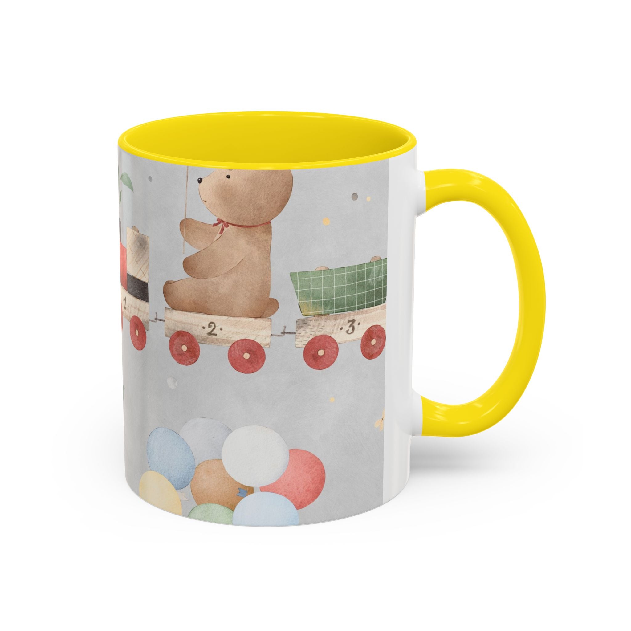 Toy Train Teddy Coffee Mug — Cute Nursery Baby Shower Gift (11/15oz)