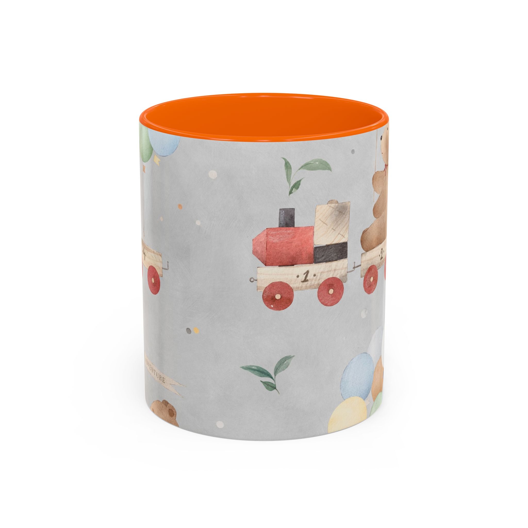 Toy Train Teddy Coffee Mug — Cute Nursery Baby Shower Gift (11/15oz)