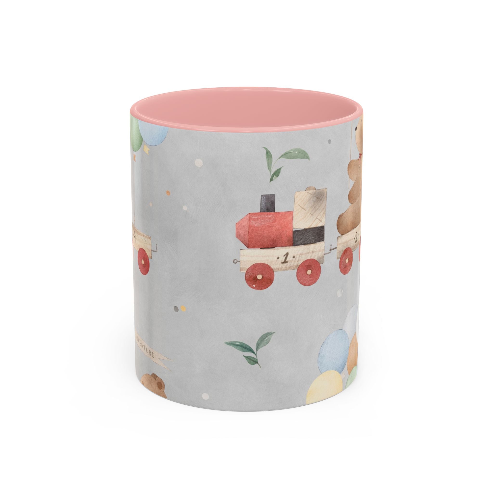 Toy Train Teddy Coffee Mug — Cute Nursery Baby Shower Gift (11/15oz)