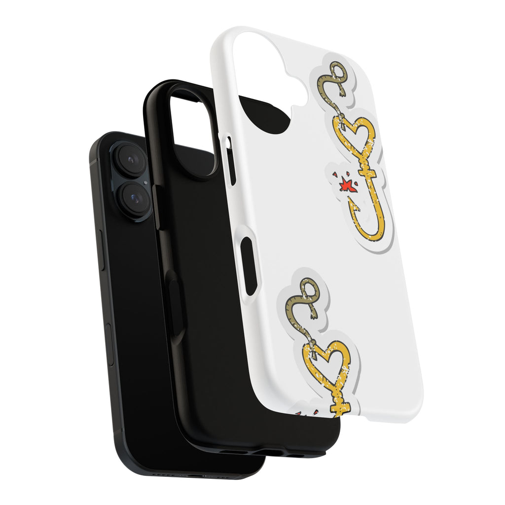 Gold Heart Hook Phone Case — Cute Fishing Charm iPhone Cover