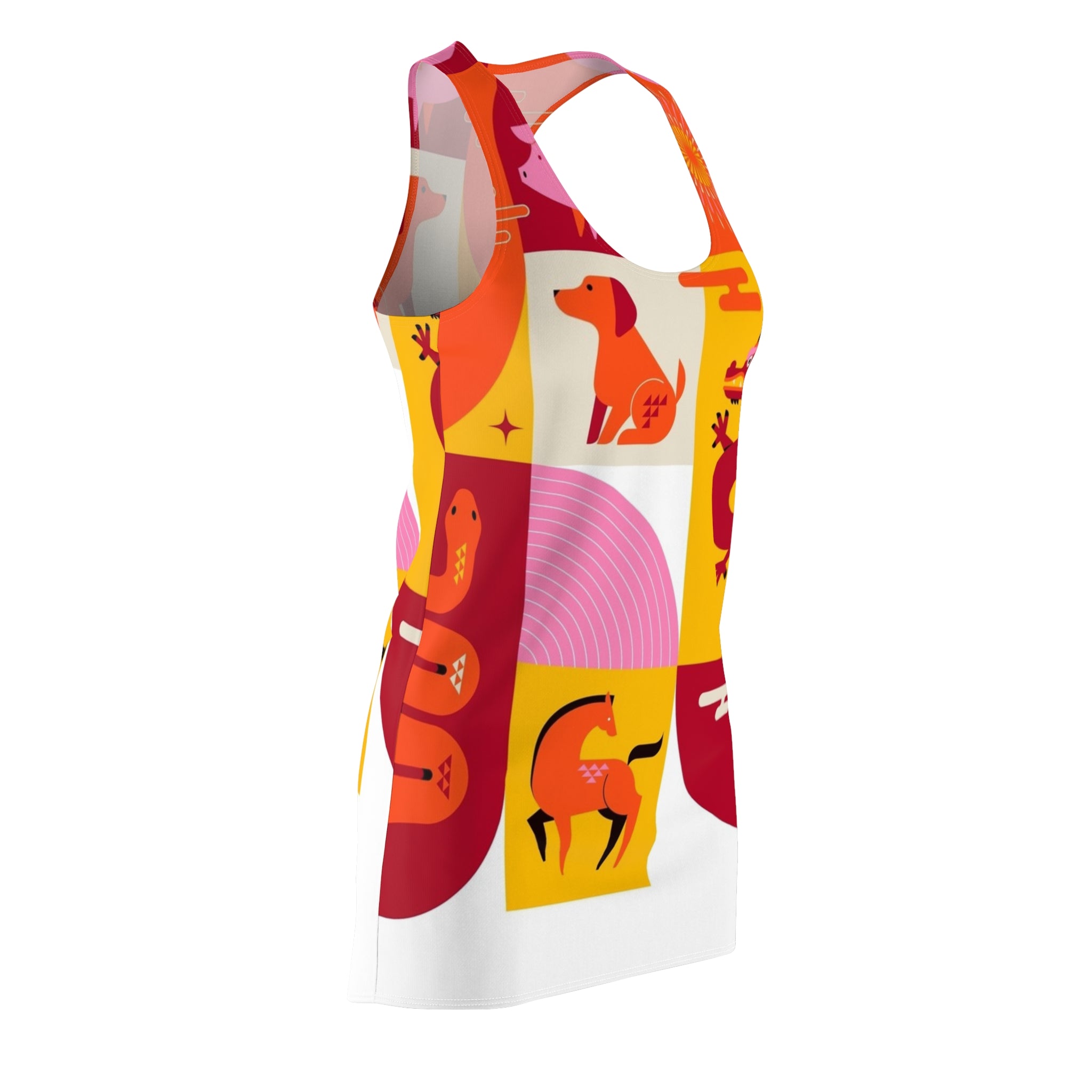 Zodiac Animal Block Racerback Dress – Colorful Chinese Zodiac Print