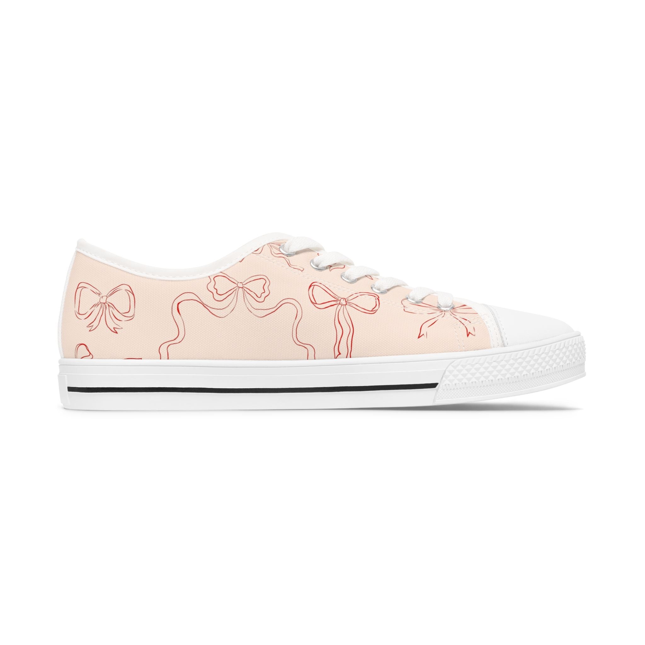 Low Top Sneakers — Pink Ballet Ribbon Pattern for Women