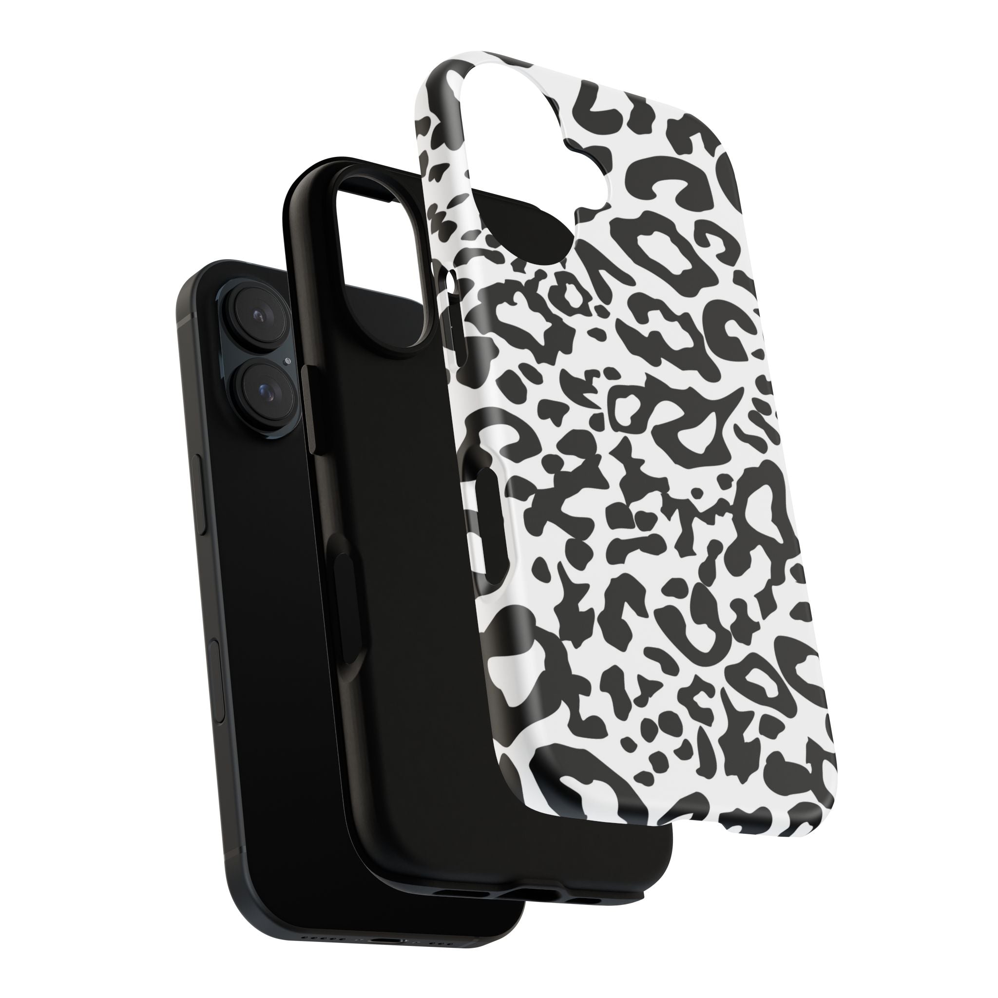 Phone Case — Black & White Leopard Print Protective Cover