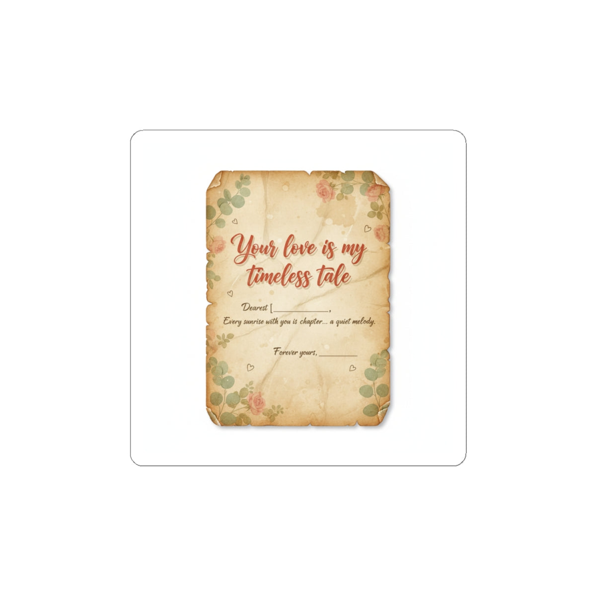 Love Letter Wax Seal Sticker | Vintage handwritten romance, sepia stationery