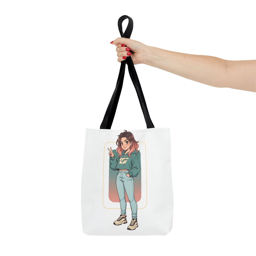 Casual Girl Illustration Tote Bag – Cute Anime-Style Character AOP Tote