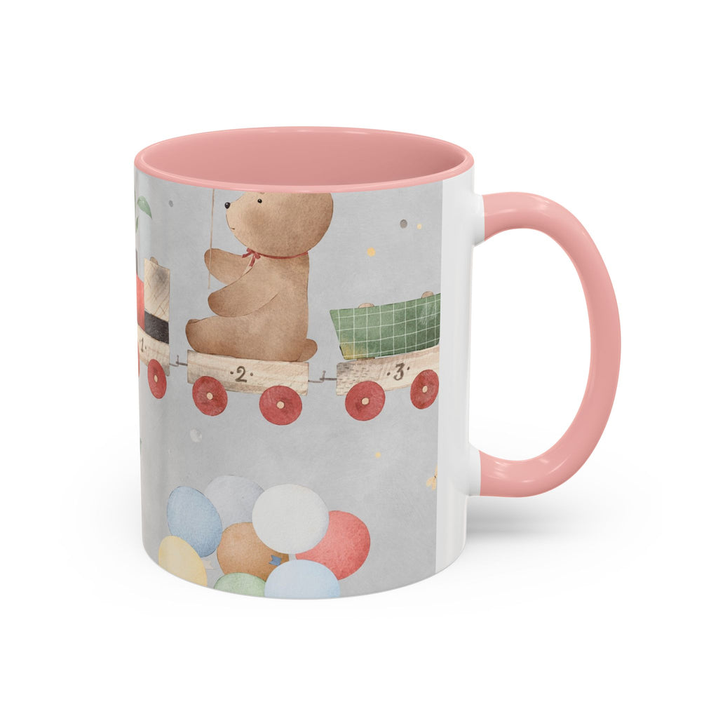 Toy Train Teddy Coffee Mug — Cute Nursery Baby Shower Gift (11/15oz)