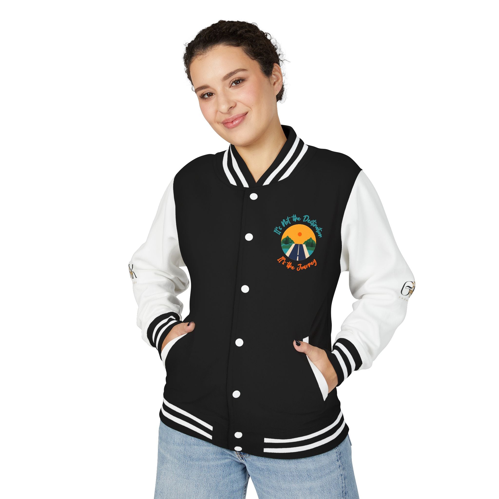 Letterman Jacket — Retro 'Be the Change' Campfire Crest with Playful Cartoon Fox Back