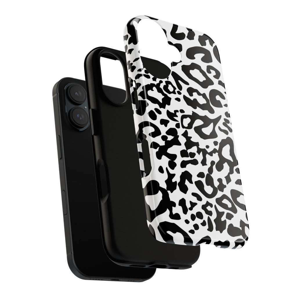 Phone Case — Black & White Leopard Print Protective Cover