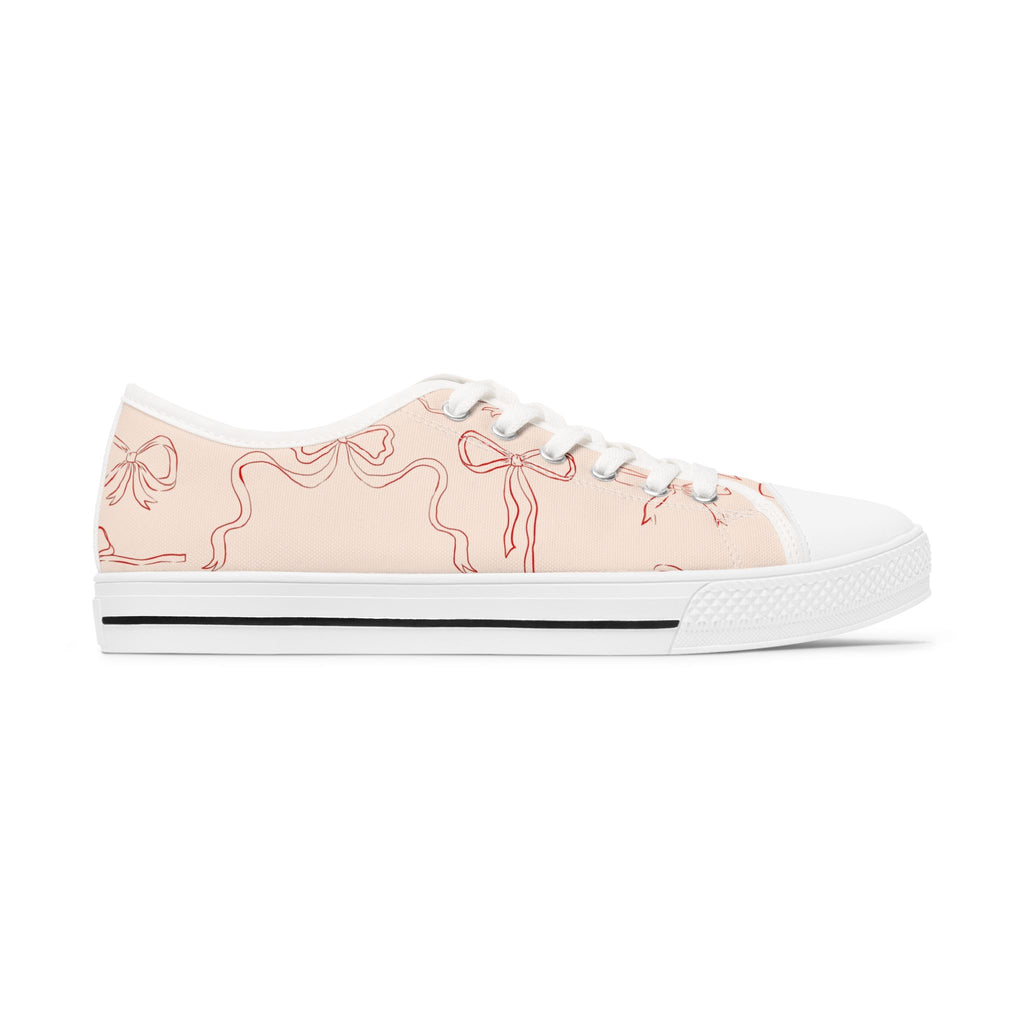 Low Top Sneakers — Pink Ballet Ribbon Pattern for Women