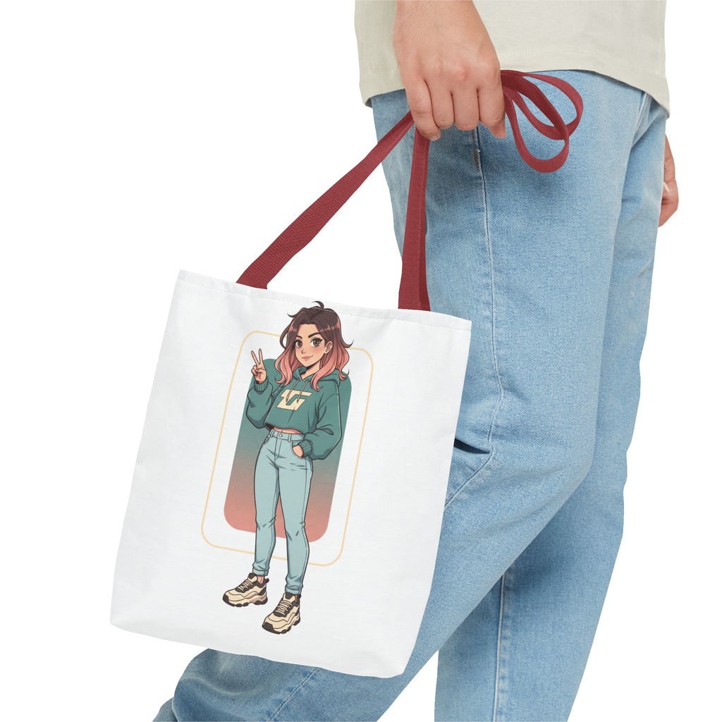 Casual Girl Illustration Tote Bag – Cute Anime-Style Character AOP Tote