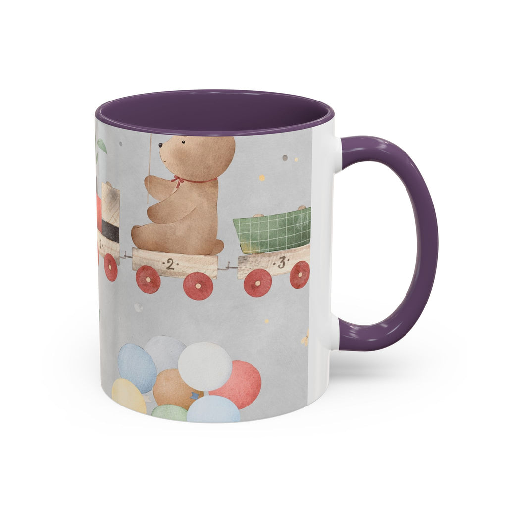 Toy Train Teddy Coffee Mug — Cute Nursery Baby Shower Gift (11/15oz)