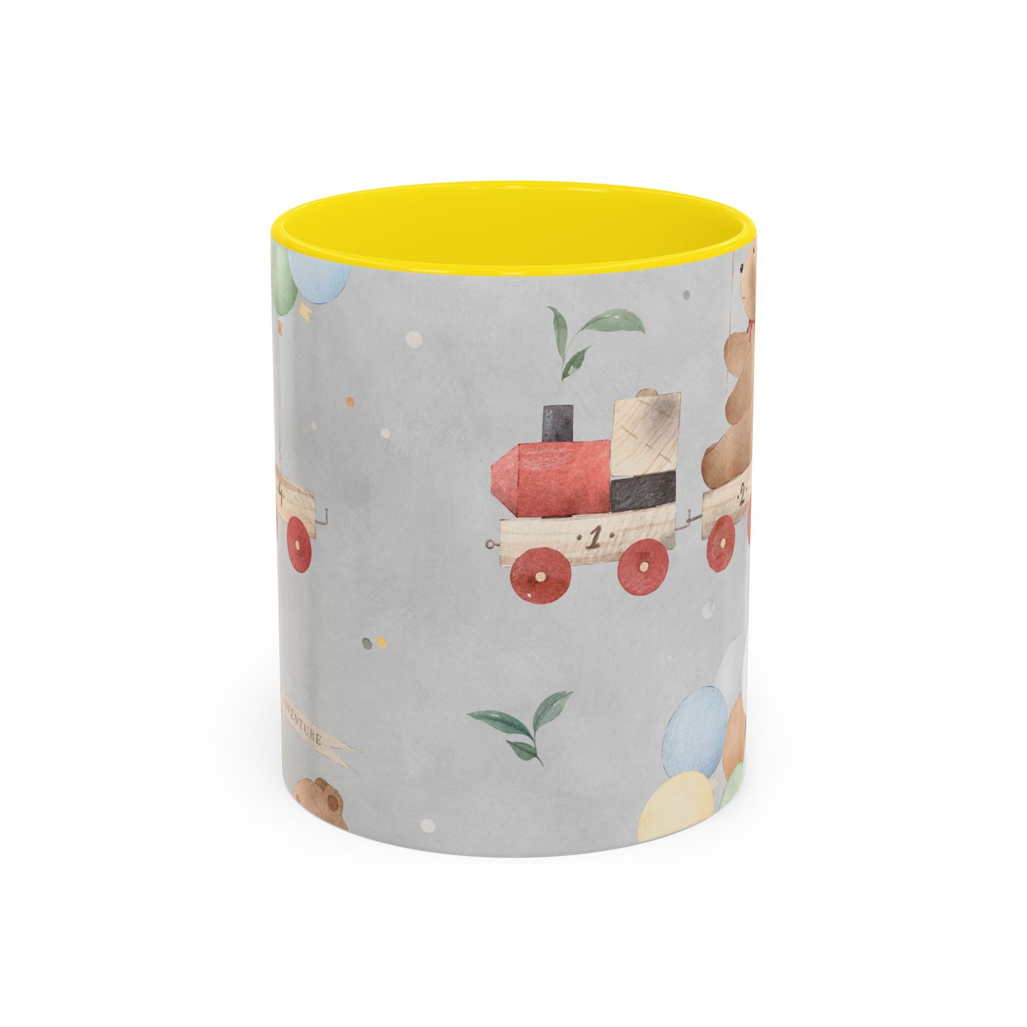 Toy Train Teddy Coffee Mug — Cute Nursery Baby Shower Gift (11/15oz)