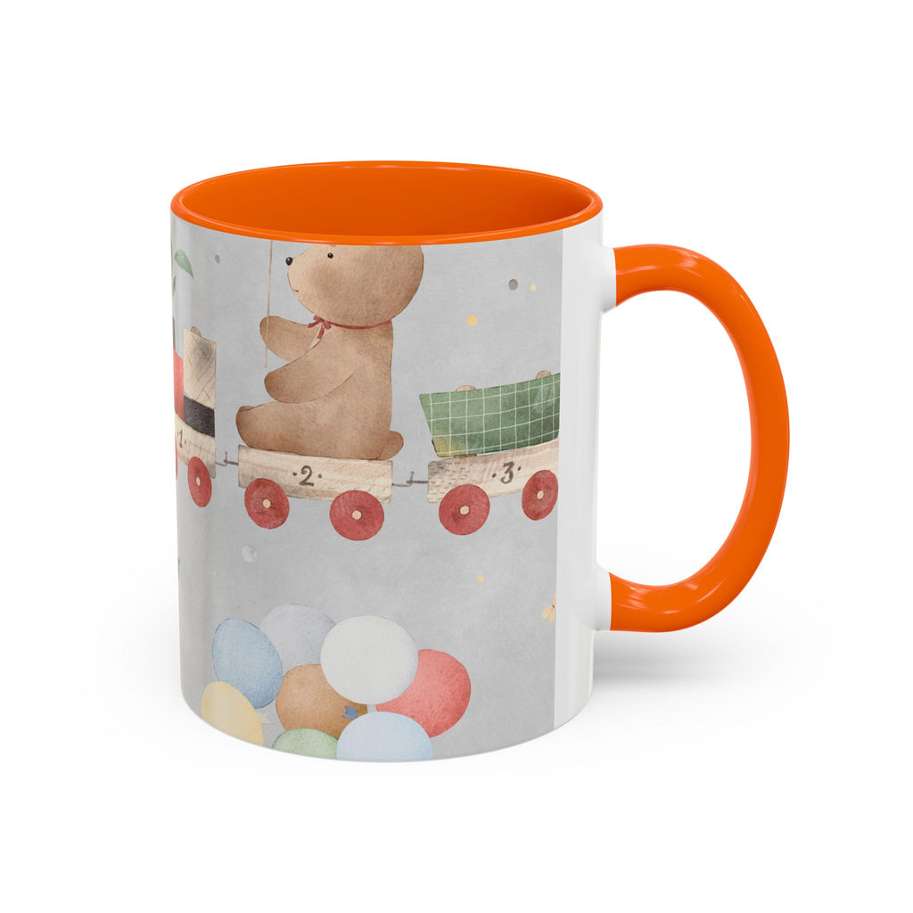 Toy Train Teddy Coffee Mug — Cute Nursery Baby Shower Gift (11/15oz)