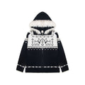 Fur Collar Fair Isle Dog Knit Cardigan