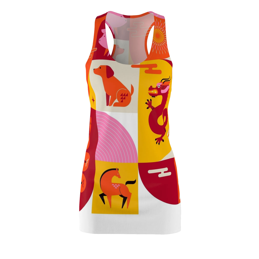 Zodiac Animal Block Racerback Dress – Colorful Chinese Zodiac Print
