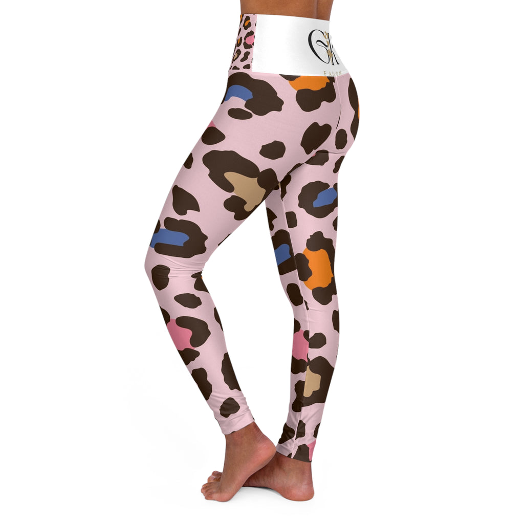 High-Waisted Pink Leopard Print Yoga Leggings