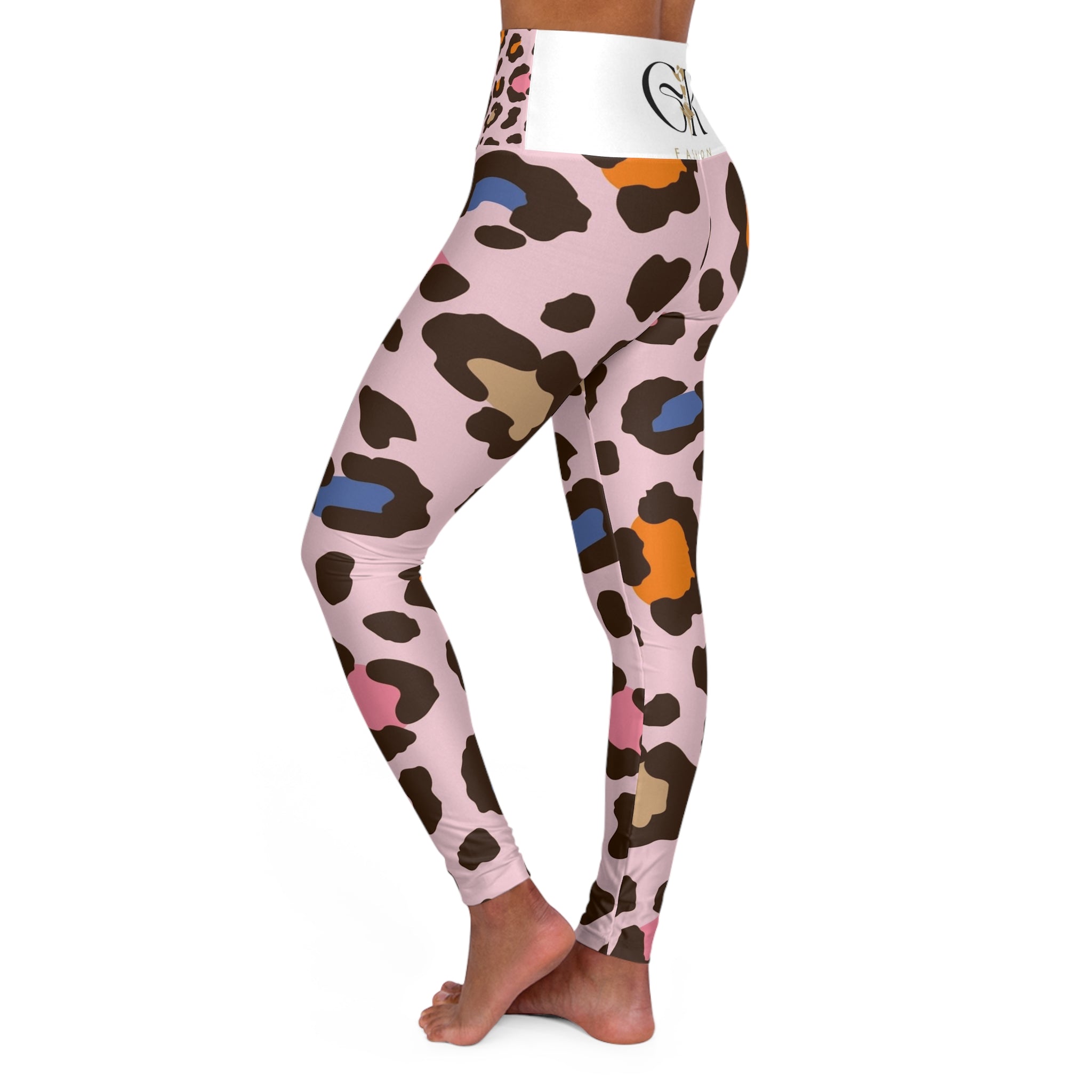 High-Waisted Pink Leopard Print Yoga Leggings