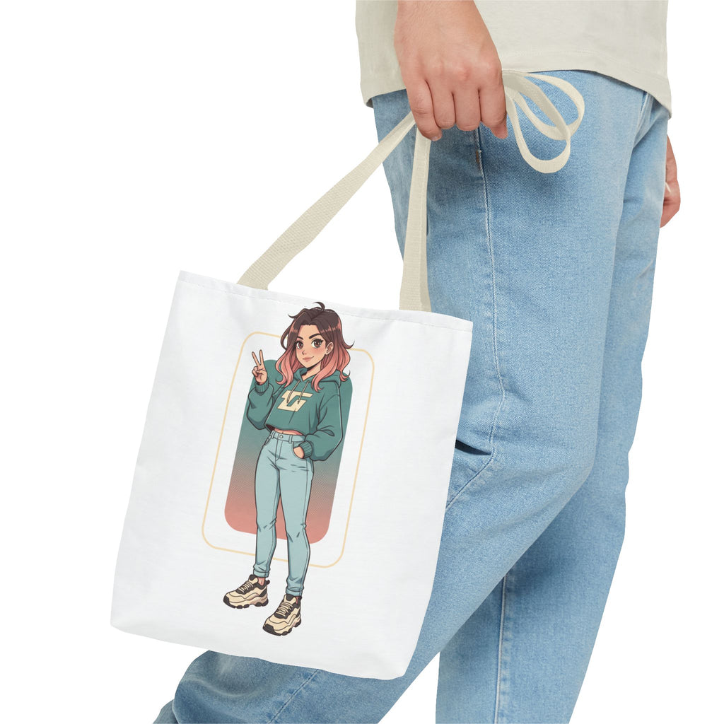 Casual Girl Illustration Tote Bag – Cute Anime-Style Character AOP Tote