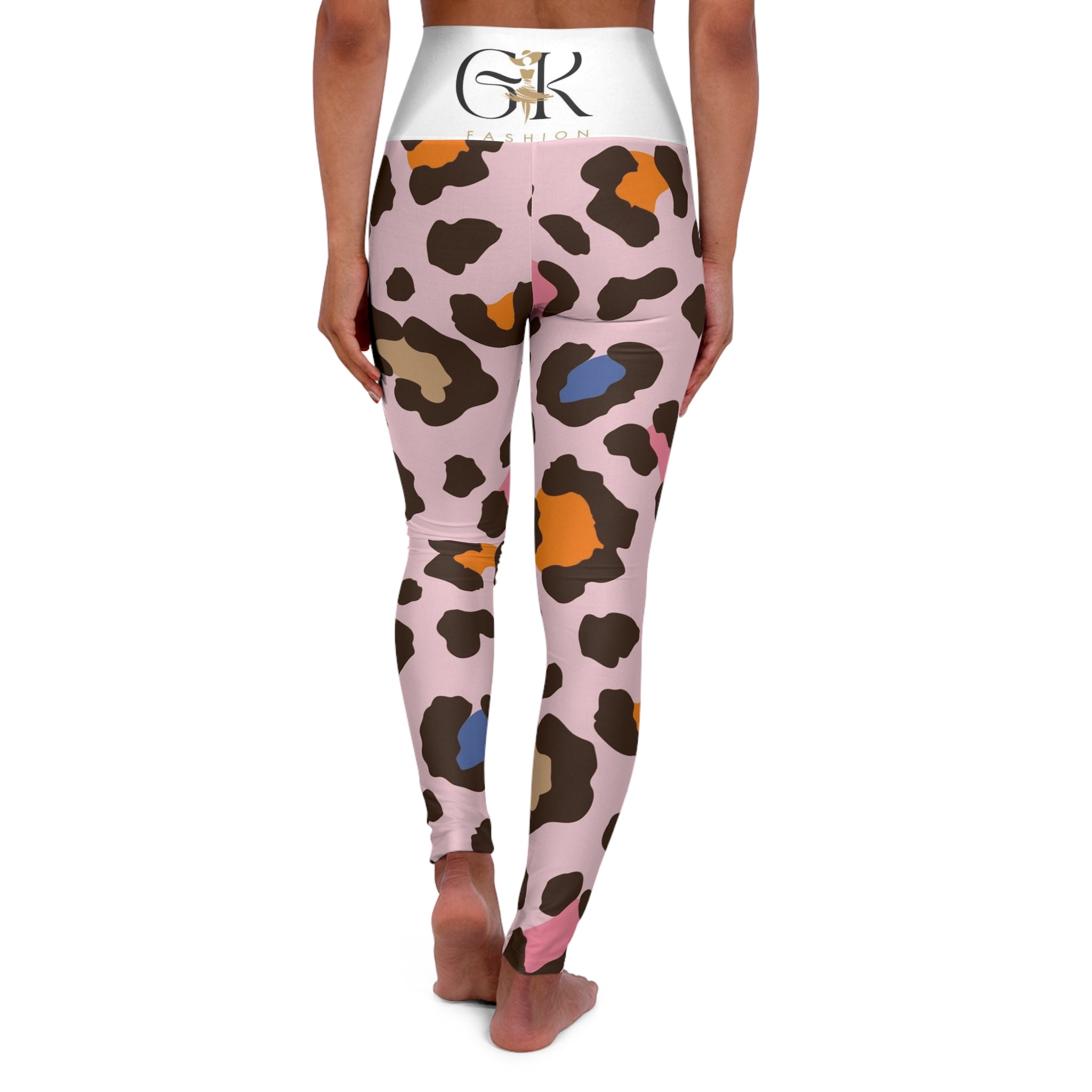 High-Waisted Pink Leopard Print Yoga Leggings