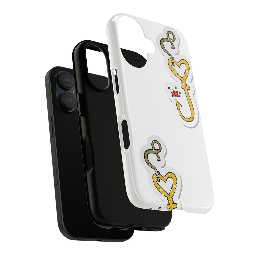Gold Heart Hook Phone Case — Cute Fishing Charm iPhone Cover